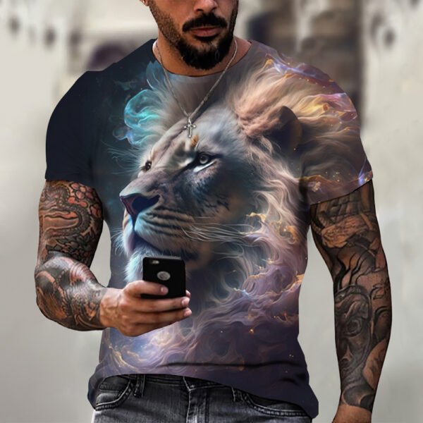 Animal Beast Lion 3D Printed Summer Men's T-shirt - Image 7