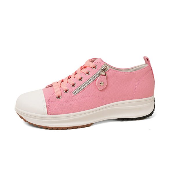 Plus Size Solid Color Low Cut Fashion Round Head Lace-up Platform Women's Casual Pumps - Image 8