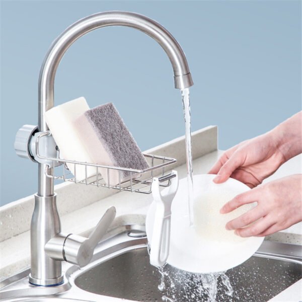 Adjustable Sink Drain Rack Sponge Storage Faucet Holder Soap Drainer Shelf Basket Organizer Kitchen Bathroom Accessories - Image 2