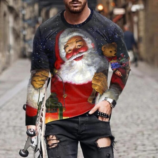 Christmas Series Printed Stylish Temperament Long Sleeves Top - Image 10