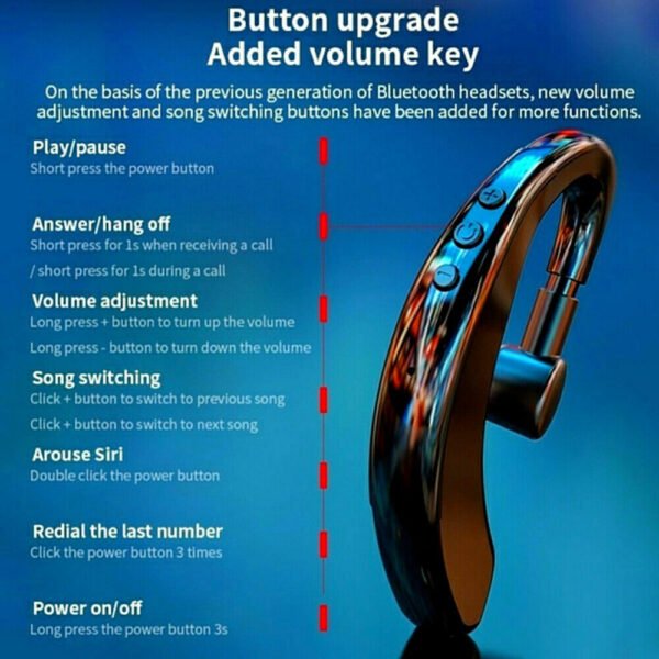 Bluetooth 5.0 Earpiece Driving Trucker Wireless Headset Earbuds Noise Cancelling - Image 10