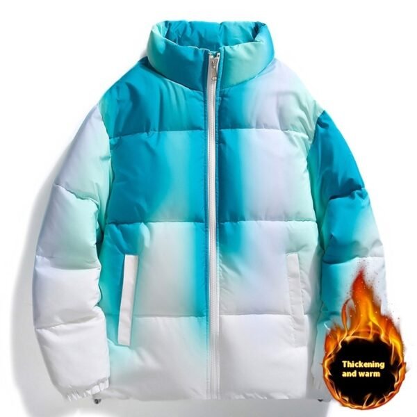 Couples Gradient Stand-Up Collar Coat – Warm Plush Winter Jacket - Image 2