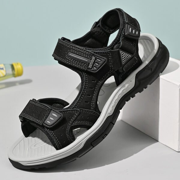 Breathable Men's Sandals Non-slip Top Layer Cowhide - Image 2