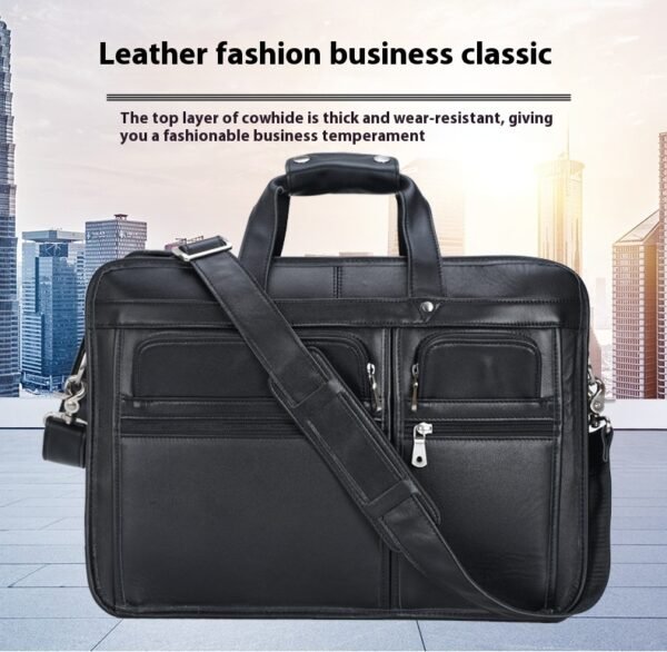 Tiding Leather Leather Business First Layer Cowhide 17-inch Laptop Bag - Image 8