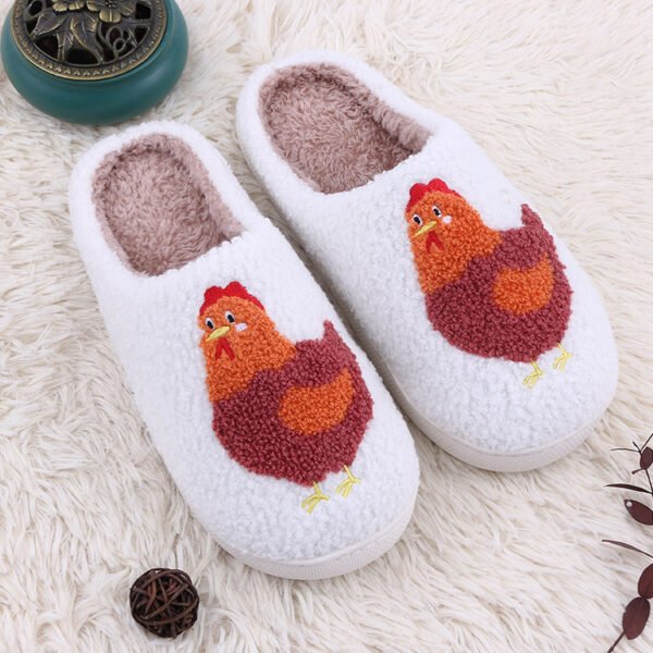 Chicken Printed Plush Slippers Soft Bottom Warm Keeping Home Cotton - Image 3
