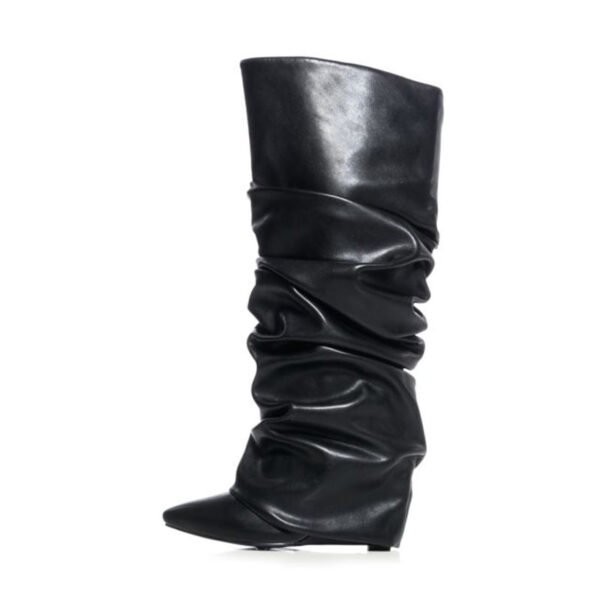 Camouflage Plus Size Stitching Pointed Toe Wedge High Pile Style Boots - Image 8