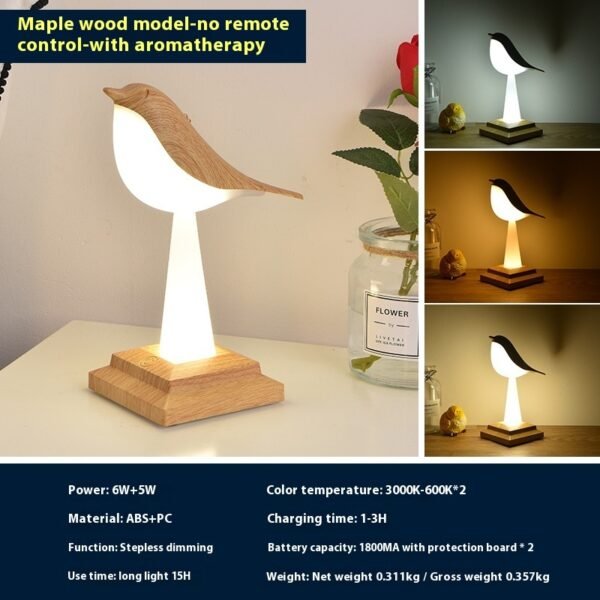 Bedroom Bedside Bird Square Night Light Charging Touch - Image 7