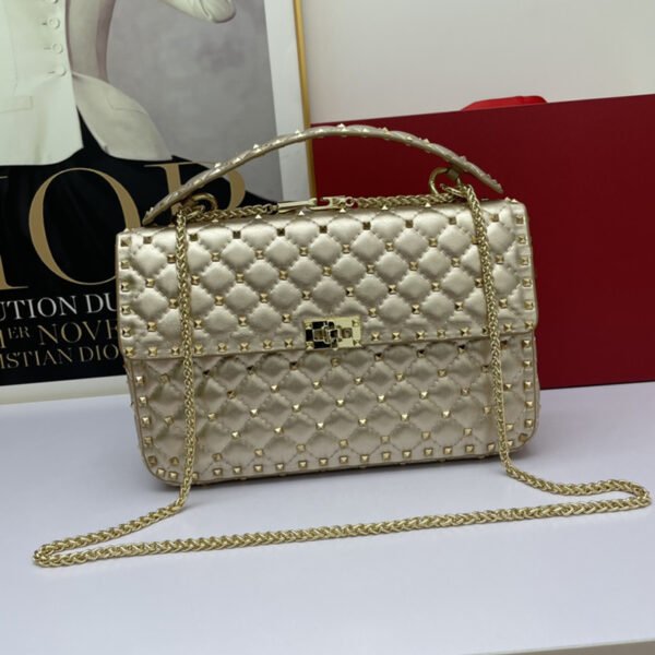 Women's Fashion Sheepskin Diamond Studded Small Square Bag - Image 2
