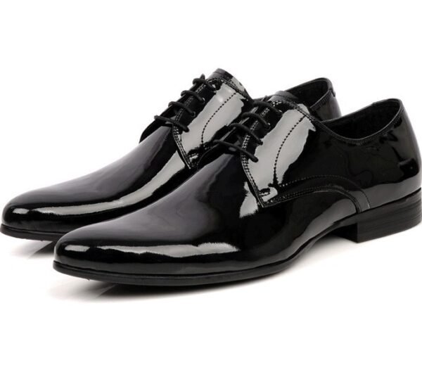 British Pointed Men's Lace-up Low-top Leather Shoes - Image 2