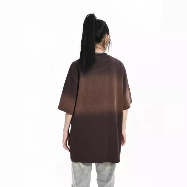 American Retro Washed Distressed Letters Graffiti Short Sleeve - Image 3
