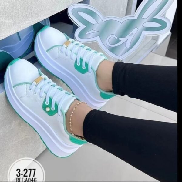 Women's Platform Shoes Lace-up White Shoes - Image 4