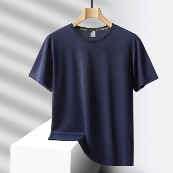Men's Ice Silk Casual Sports Round Neck Oversized T-shirt - Image 8