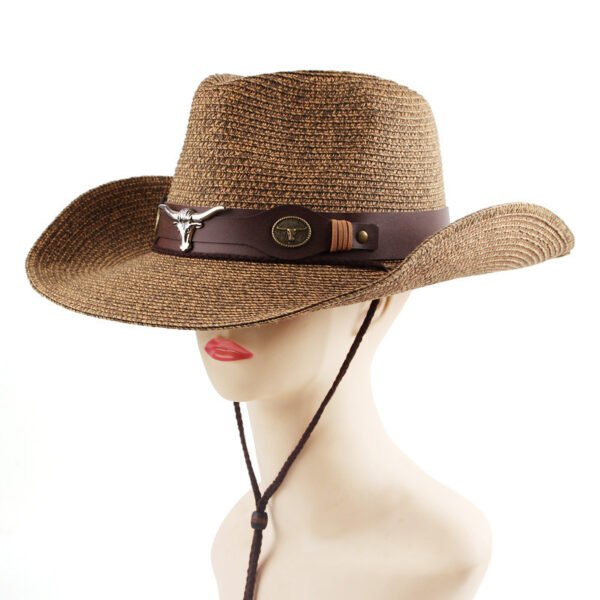 Outdoor Sunshade Western Denim Mixed Color Straw Hat - Image 2