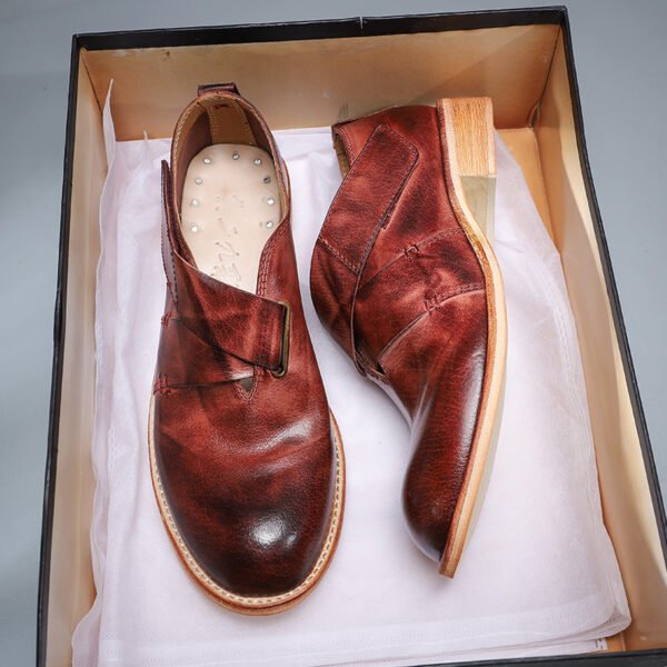 Women's Top Layer Cowhide Leather Sole Heightened Casual Large Scalp Shoes - Image 5