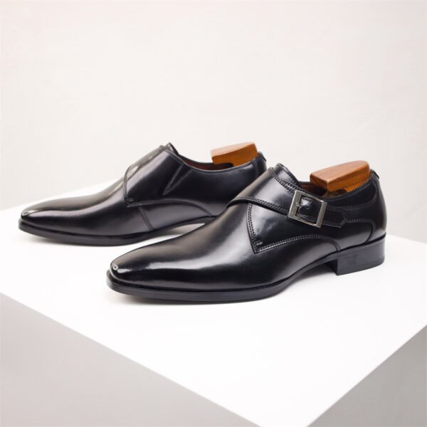 Square Toe Men's Shoes Business Formal Wear Leather Shoes Men's British Style - Image 4
