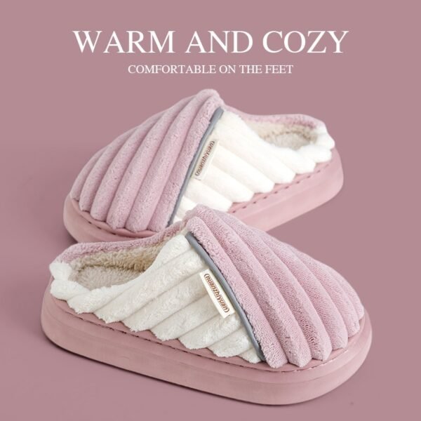 Over Plus Size Fleece Lined Padded Warm Keeping Thick-soled Cotton Slippers - Image 5