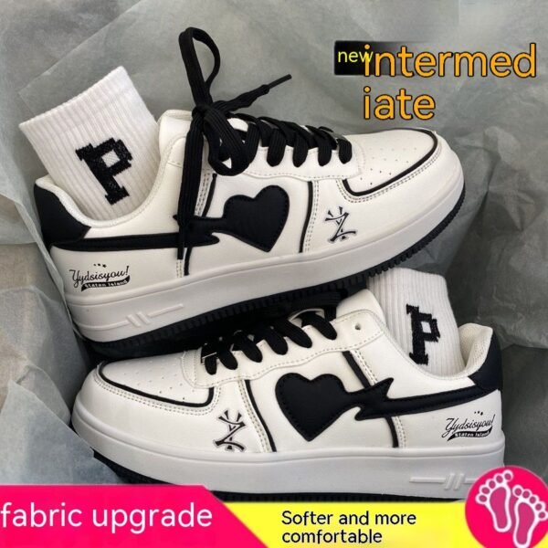 Trendy Love Casual White Shoes Women's Versatile College Lightweight Exercise Board Shoes - Image 2