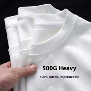 Heavy T-shirt Pure Cotton White 350 Cotton Thickened Thread Neckline Short Sleeve