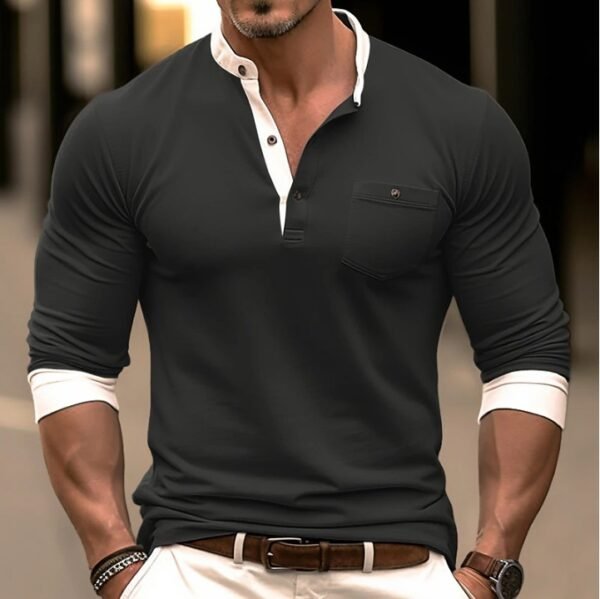 Men's Long Sleeve Round Neck T-shirt Bottoming Shirt - Image 3