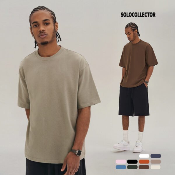 Solid Color Loose Cotton Crew Neck Short Sleeve Men