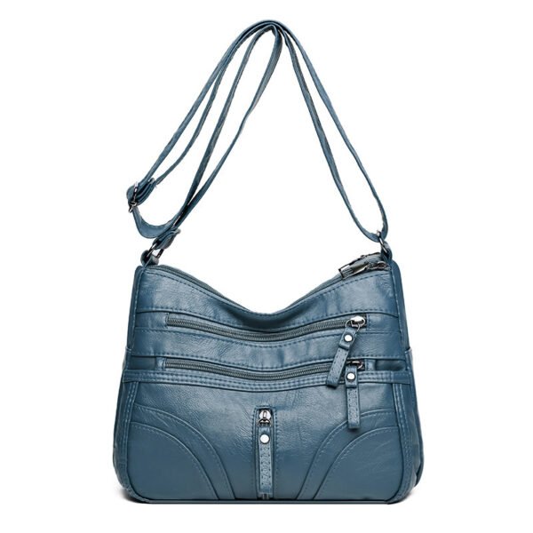 New Women's Soft Leather Large Capacity Shoulder Messenger Bag Middle-aged Mother Bag - Image 5
