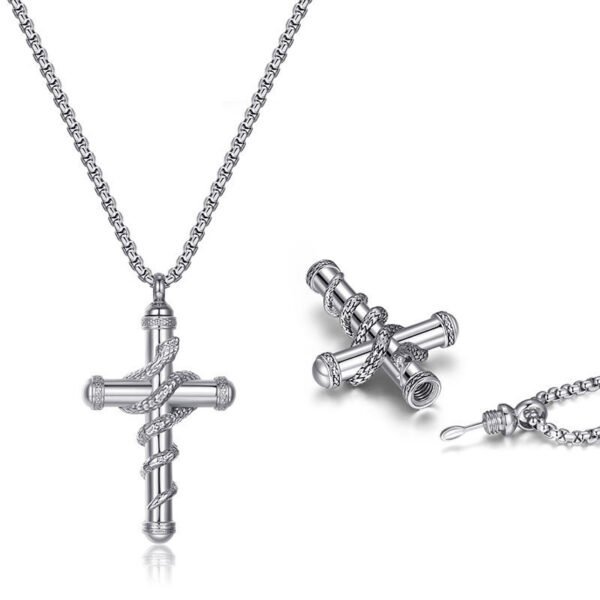 18k Gold Detachable Cross Snake Necklace Fashion Personality Clavicle Chain Necklace For Valentine's Day Loved Memorial Jewelry - Image 5
