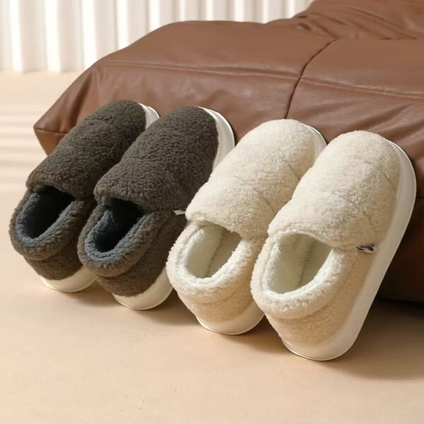 Cotton Slippers Women's Winter Indoor Home Warm Non-slip Windproof Thick Bottom Plush - Image 2