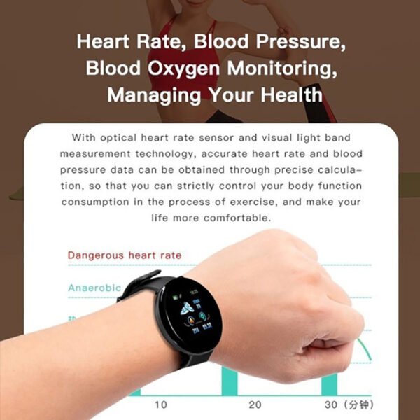 D18 Bluetooth Smart Watch, Men Women Blood Pressure Heart Rate Monitor Smart Watch, Pedometer Sport Tracker Smart Band For Android IOS - Image 8
