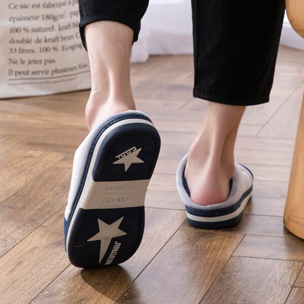 Plus Size Men's Slippers Indoor Warm Non Slip Cotton Slippers - Image 2