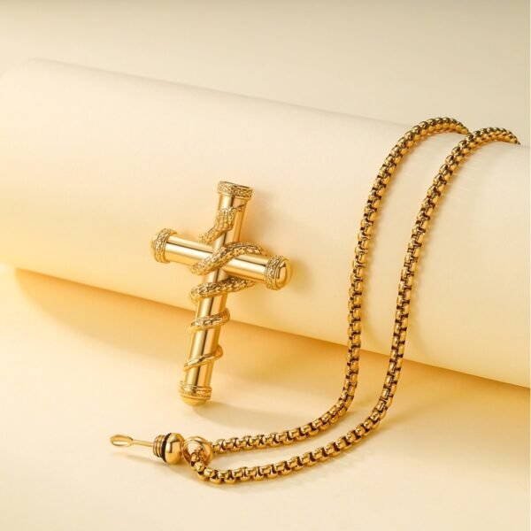 18k Gold Detachable Cross Snake Necklace Fashion Personality Clavicle Chain Necklace For Valentine's Day Loved Memorial Jewelry - Image 3