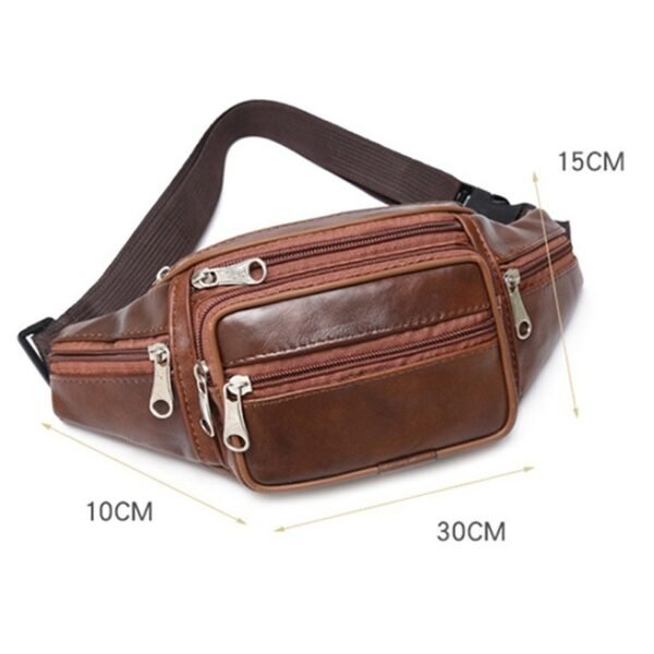 Men's Outdoor Sports And Leisure Top Layer Cowhide Waist Bag - Image 5