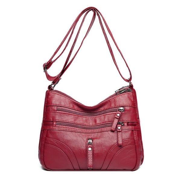 New Women's Soft Leather Large Capacity Shoulder Messenger Bag Middle-aged Mother Bag - Image 7