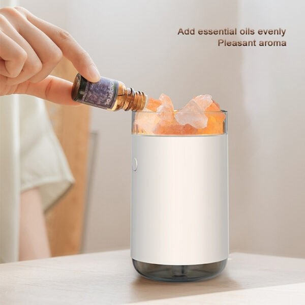 Air Humidifier Crystal Salt Stone Desktop Aromatherapy Essential Oil Ultrasonic Diffuser With LED Lamp Bedroom Home Humidifier - Image 2