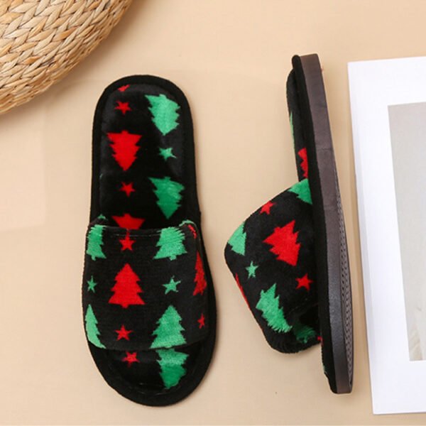 Christmas Tree Home Slippers Fashion Floor Bedroom Open-toe Plush Slippers For Women Fuzzy House Shoes - Image 6