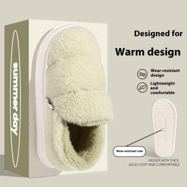 Cotton Slippers Women's Winter Indoor Home Warm Non-slip Windproof Thick Bottom Plush - Image 9