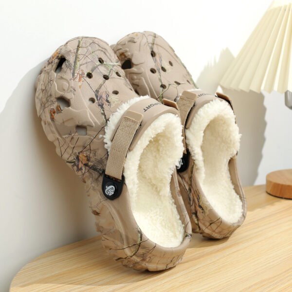 Cotton Home Thick-soled Slippers Fleece-lined Warm Closed Toe Cotton Shoes - Image 3