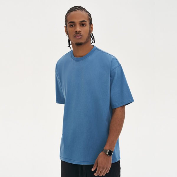 Solid Color Loose Cotton Crew Neck Short Sleeve Men - Image 3