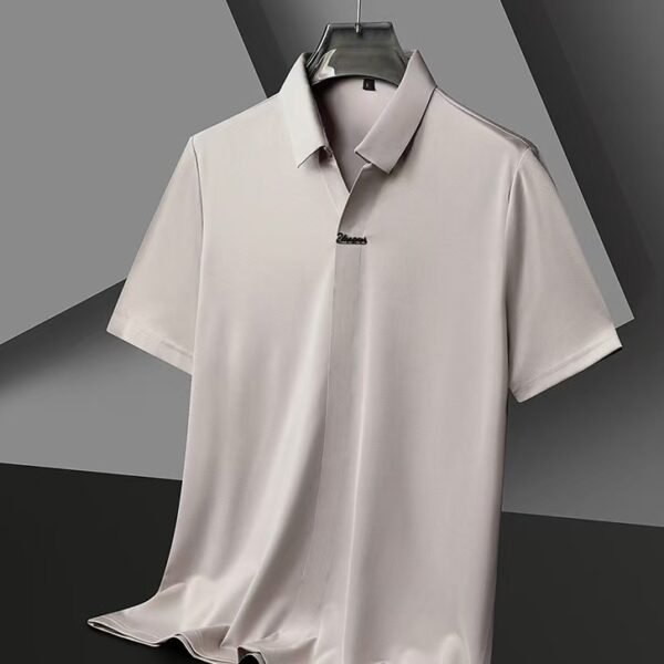Summer High-grade T-shirt Business Lapel Seamless Scissors Collar Loose Elastic POLO - Image 2