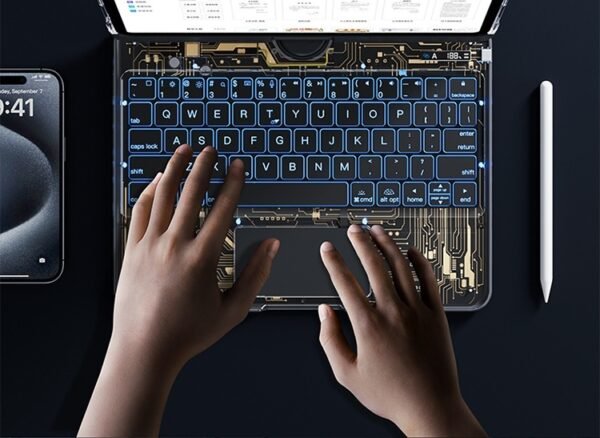 360 Swivel Keyboard Clear Case For IPad Smart Trackpad Bluetooth-compatible Keyboard Case Cover With Pen Slot - Image 8
