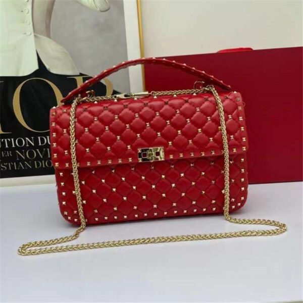 Women's Fashion Sheepskin Diamond Studded Small Square Bag - Image 4