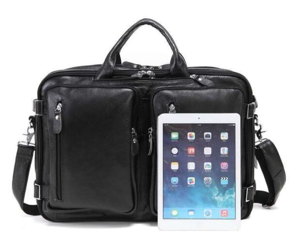 Multi Functional Leather Men's Handbag - Image 5