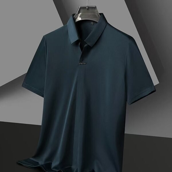 Summer High-grade T-shirt Business Lapel Seamless Scissors Collar Loose Elastic POLO - Image 6