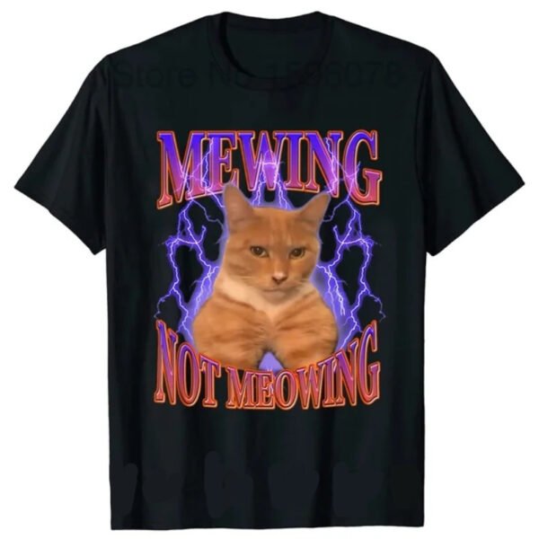Cute Cat Funny Graphic Crew Neck T-shirt - Image 2