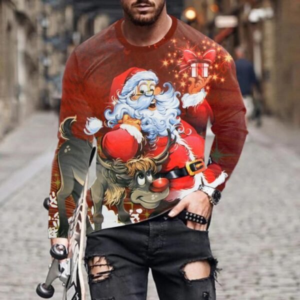 Christmas Series Printed Stylish Temperament Long Sleeves Top - Image 9