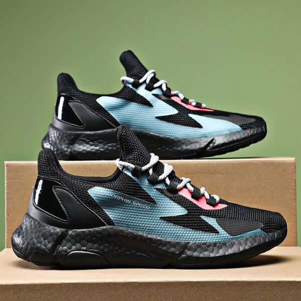 Breathable Flying Woven Sneakers Popcorn Running Shoes Men - Image 2