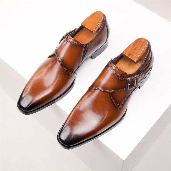 Square Toe Men's Shoes Business Formal Wear Leather Shoes Men's British Style - Image 2