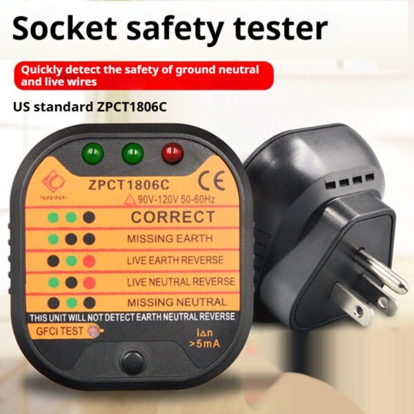 Leakage Plug Polarity Detection Ground Line Current Detection Electroscope Socket Tester - Image 5
