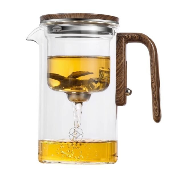 One Click Magnetic Teapot Separation Filtration Glass Tea Pot Wood Handle Tea Water Separation Inner Container Teapot - Image 6