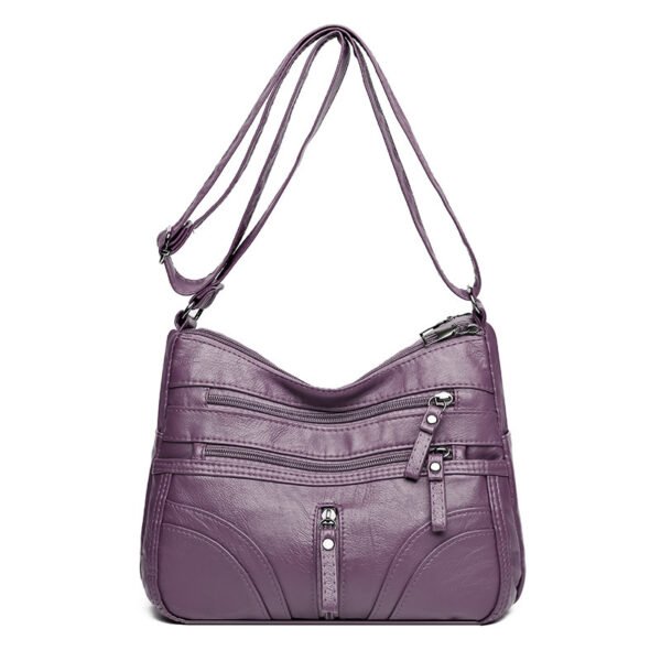 New Women's Soft Leather Large Capacity Shoulder Messenger Bag Middle-aged Mother Bag - Image 8