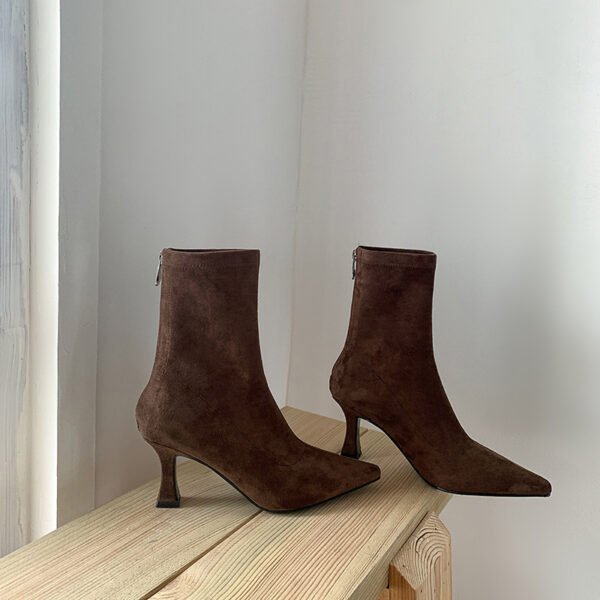 Commuter Suede Pointed Stiletto Heel Ankle Boots - Image 4